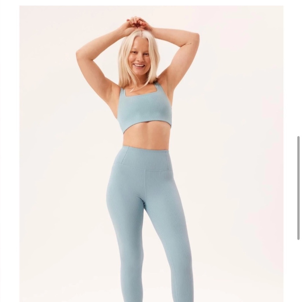 Girlfriend Collective Mist Rib Tommy Cropped Bra & Leggings Set